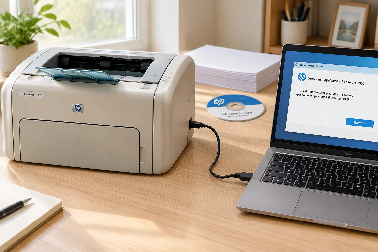 установка принтера HP LaserJet 1020